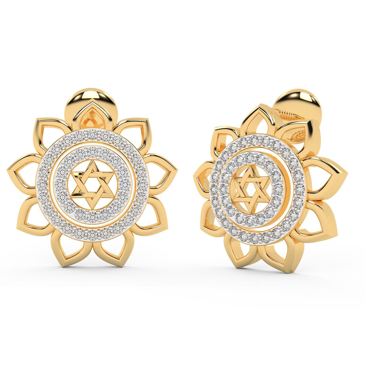 IntricaFlower Design Diamond Earrings